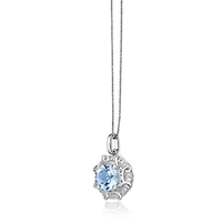 10K White Gold Aquamarine & 1/10 Carat T.W. Diamond Pendant Necklace