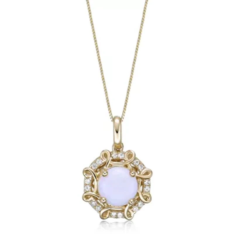 10K Gold Opal & 1/10 Carat T.W. Diamond Pendant Necklace