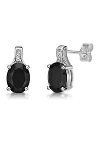 3.2 ct. t.w. Black Onyx and Diamond Accent Earrings in Sterling Silver