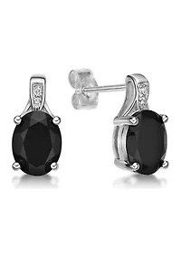 3.2 ct. t.w. Black Onyx and Diamond Accent Earrings in Sterling Silver