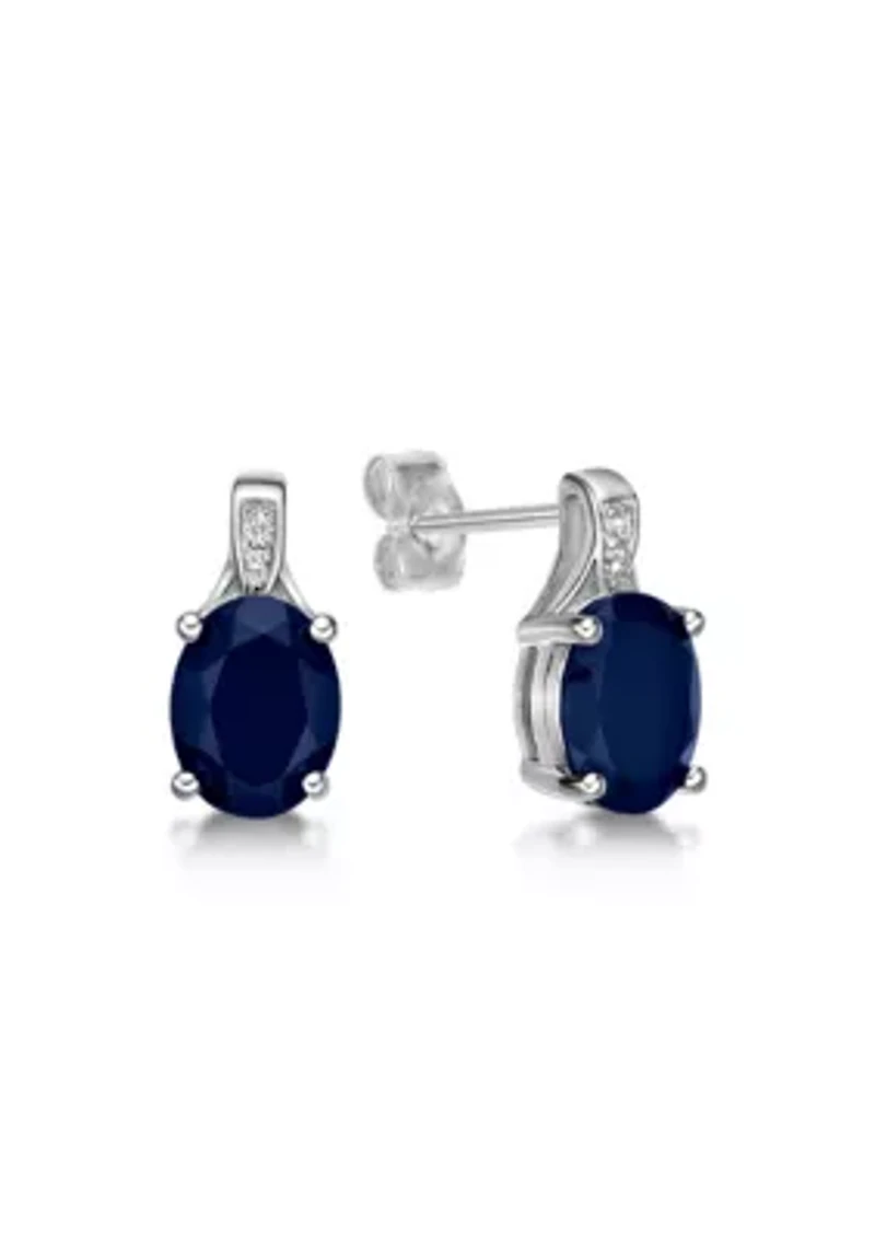 Lab Created 3 ct. t.w. Created Sapphire and Diamond Accent Earrings in Sterling Silver