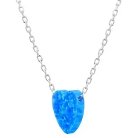 3 1/5 ct. t.w. Created Blue Opal Heart Pendant in Sterling Silver