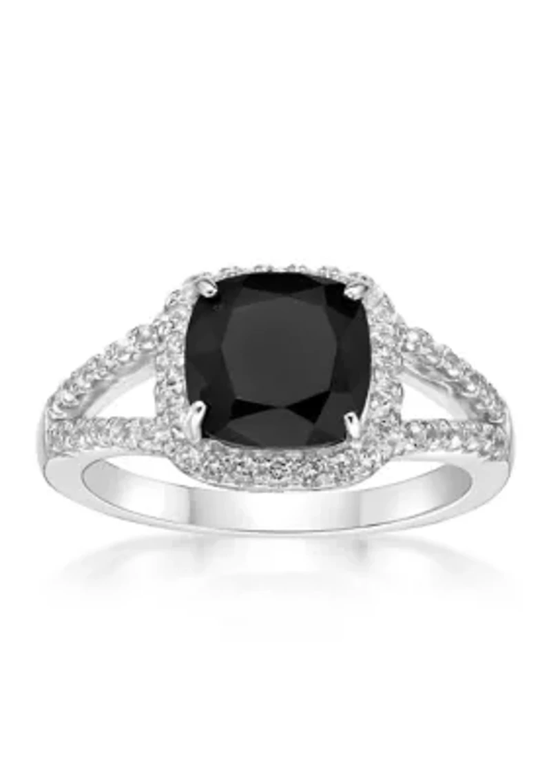 1.95 ct. t.w. Black Onyx and 1/2 White Topaz Ring Sterling Silver