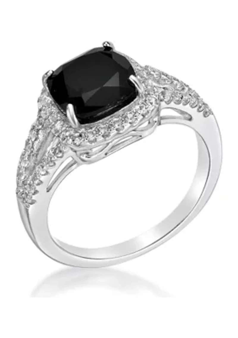 1.95 ct. t.w. Black Onyx and 1/2 White Topaz Ring Sterling Silver