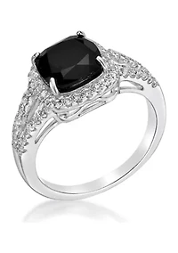 1.95 ct. t.w. Black Onyx and 1/2 White Topaz Ring Sterling Silver