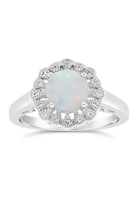 Lab Created ct. t.w. Opal and White Topaz Ring Sterling Silver