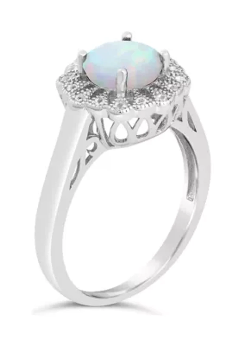Lab Created ct. t.w. Opal and White Topaz Ring Sterling Silver