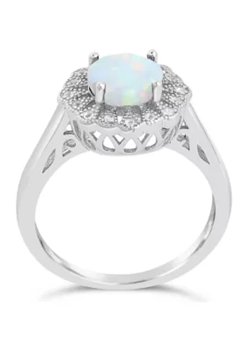 Lab Created ct. t.w. Opal and White Topaz Ring Sterling Silver