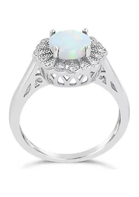 Lab Created ct. t.w. Opal and White Topaz Ring Sterling Silver