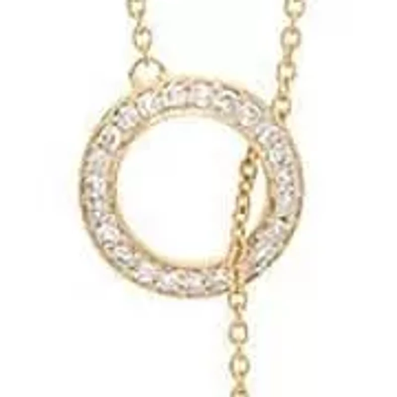 1/4 ct. t.w. Diamond Circle and Bar Lariat Necklace in Gold Plated Sterling Silver