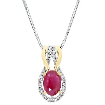 1 ct. t.w. Ruby and 1/8 ct. t.w. Diamond Pendant Necklace in 10K White Gold