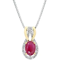 1 ct. t.w. Ruby and 1/8 ct. t.w. Diamond Pendant Necklace in 10K White Gold