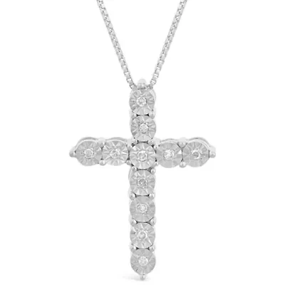 1/10 ct. t.w. Diamond Cross Pendant in Sterling Silver