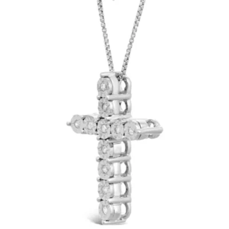 1/10 ct. t.w. Diamond Cross Pendant in Sterling Silver