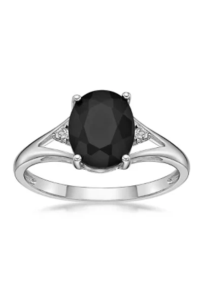 1.9 ct. t.w. Black Onyx and 1/10 White Topaz Ring Sterling Silver