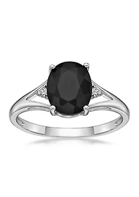 1.9 ct. t.w. Black Onyx and 1/10 White Topaz Ring Sterling Silver