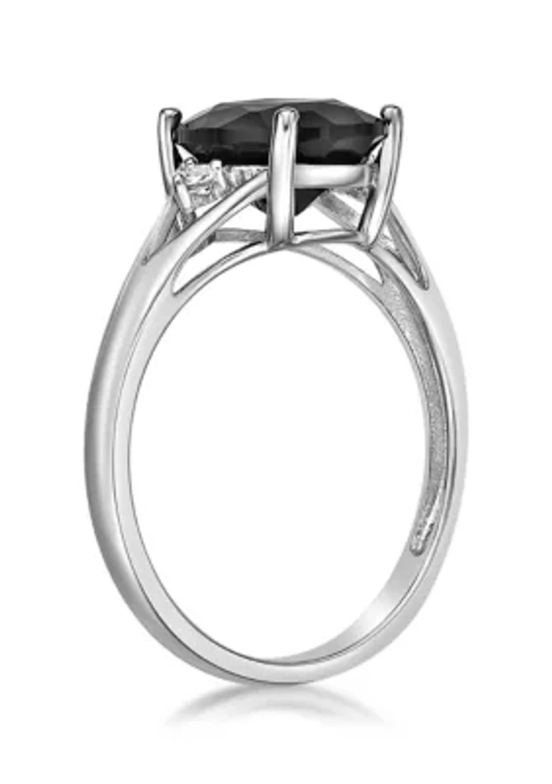 1.9 ct. t.w. Black Onyx and 1/10 White Topaz Ring Sterling Silver