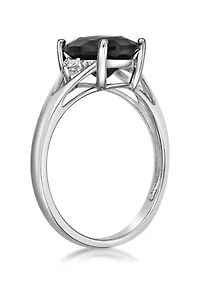 1.9 ct. t.w. Black Onyx and 1/10 White Topaz Ring Sterling Silver