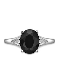 1.9 ct. t.w. Black Onyx and 1/10 White Topaz Ring Sterling Silver