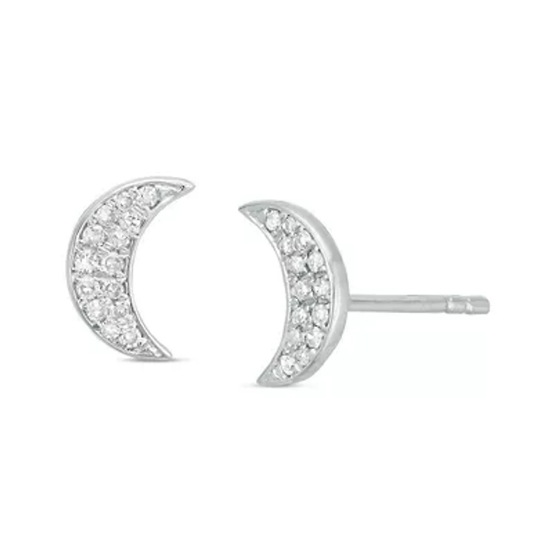 1/6 ct. t.w. Diamond Crescent Moon Earrings in Sterling Silver