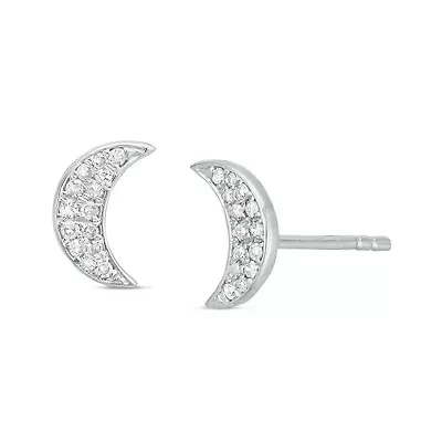 1/6 ct. t.w. Diamond Crescent Moon Earrings in Sterling Silver