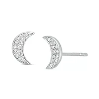 1/6 ct. t.w. Diamond Crescent Moon Earrings in Sterling Silver