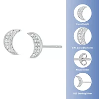 1/6 ct. t.w. Diamond Crescent Moon Earrings in Sterling Silver