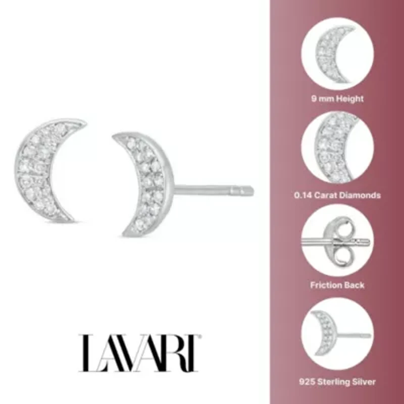 1/6 ct. t.w. Diamond Crescent Moon Earrings in Sterling Silver