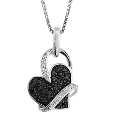 1/5 ct. t.w. Black and White Diamond Heart Pendant in Sterling Silver