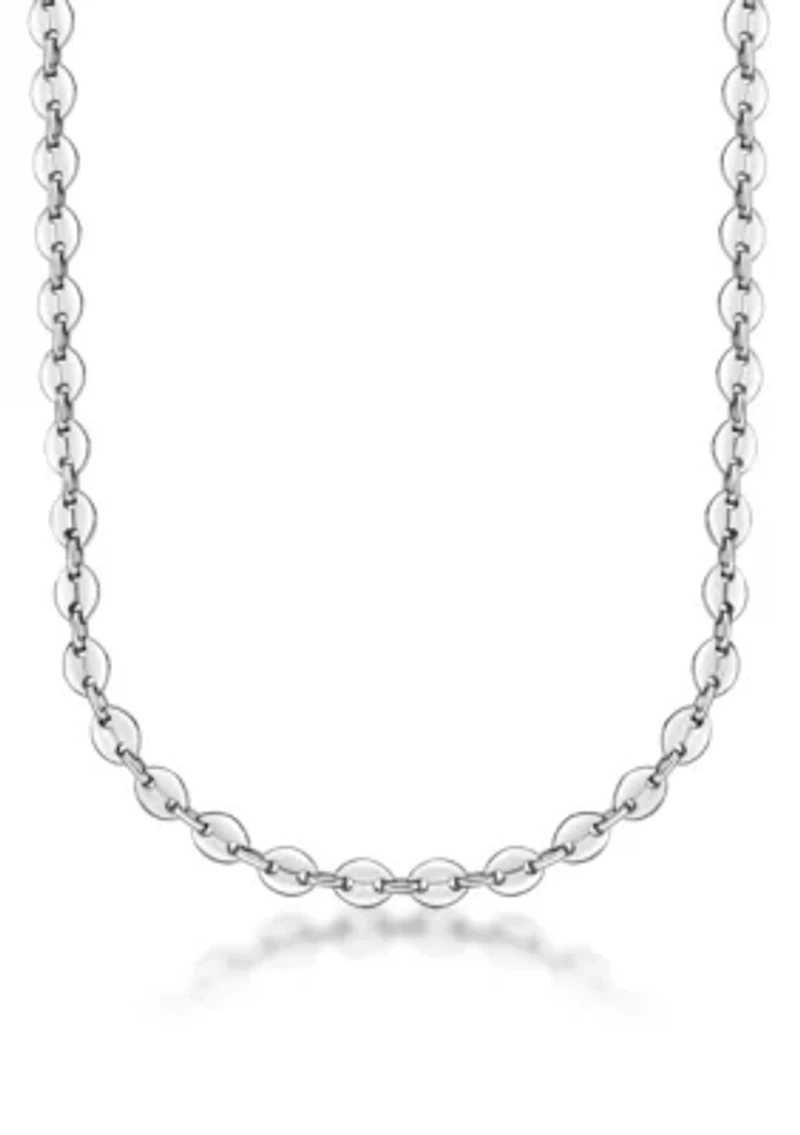 Stainless Steel 9MM Coin Link Chain Necklace, 24" Length