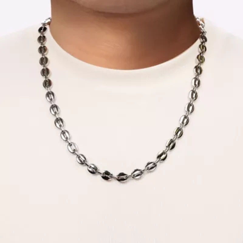 Stainless Steel 9MM Coin Link Chain Necklace, 24" Length