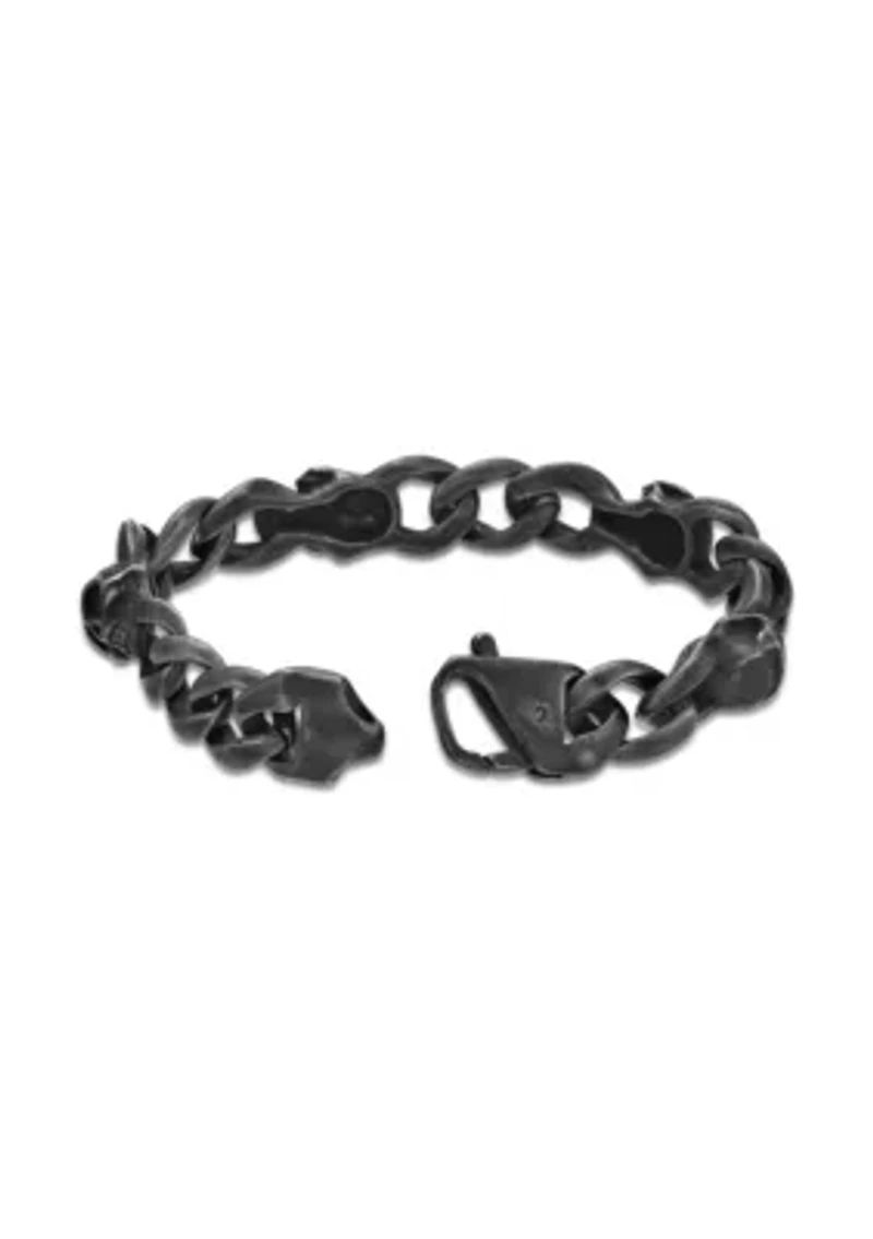 Stainless Steel Antique Black Finish Skull Bracelet in 8.5"