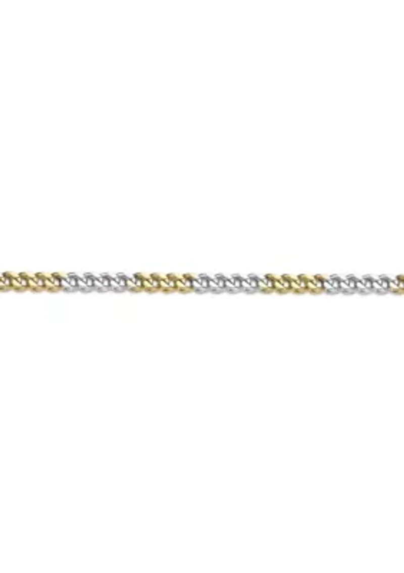 Stainless Steel Foxtail Chain Bracelet with Goldtone Ion Plating, 8.5"