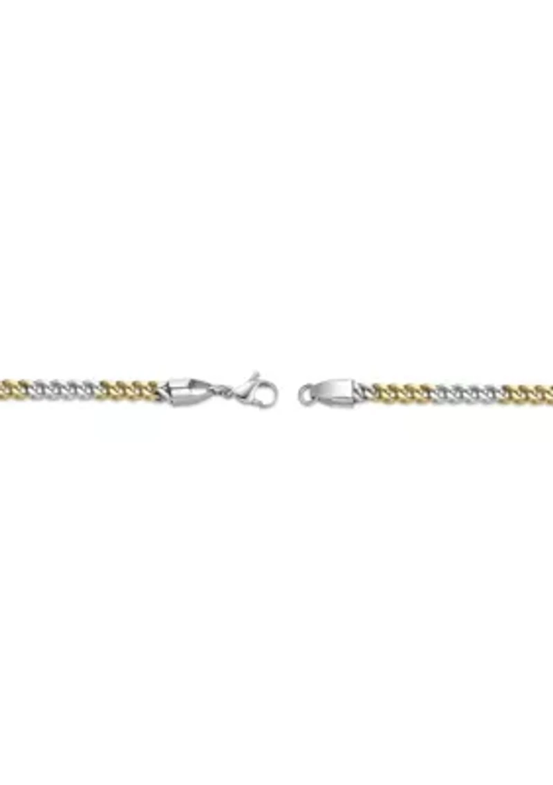 Stainless Steel Foxtail Chain Bracelet with Goldtone Ion Plating, 8.5"