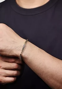 Stainless Steel Foxtail Chain Bracelet with Goldtone Ion Plating, 8.5"