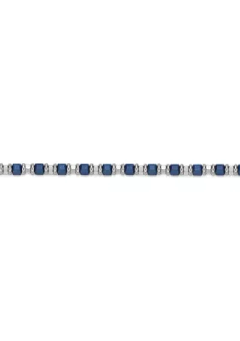 Stainless Steel Bead Chain Bracelet with Blue Ip in 8.25+1.2"