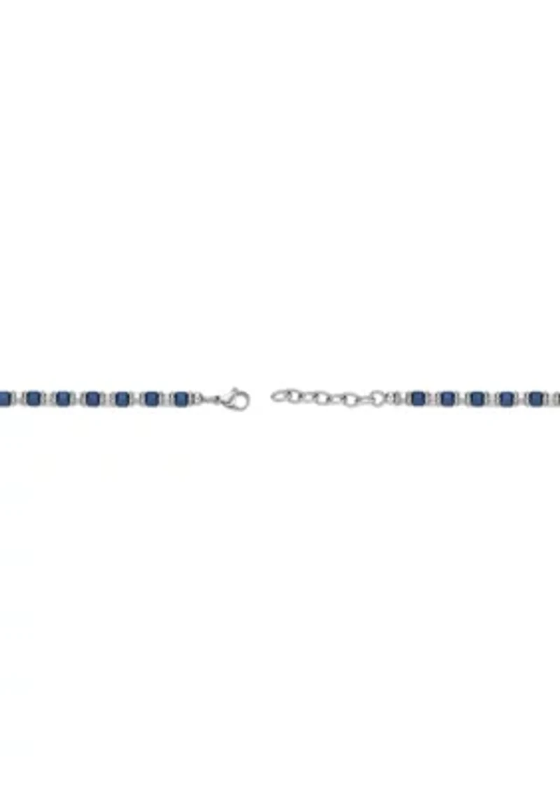 Stainless Steel Bead Chain Bracelet with Blue Ip in 8.25+1.2"