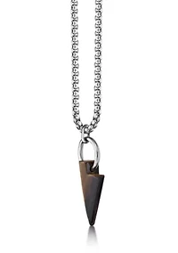 Stainless Steel and Tiger Eye Necklace in 24