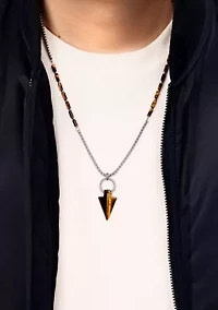 Stainless Steel and Tiger Eye Necklace in 24