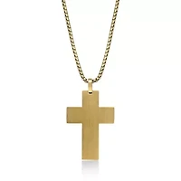 Black and Gold Tone Ion Plated Stainless Steel Cross Pendant Necklace