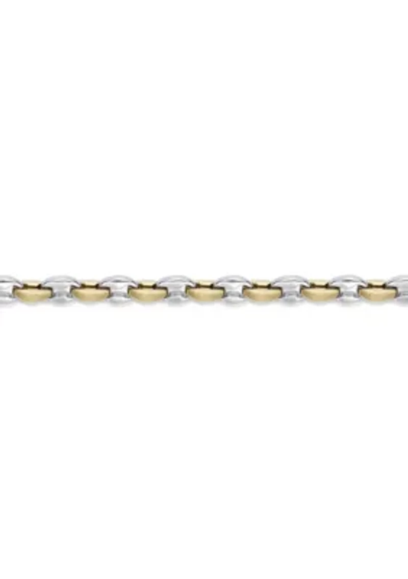 Stainless Steel 2-Tone Chain Bracelet with Gold Tone Ip in 8.5"