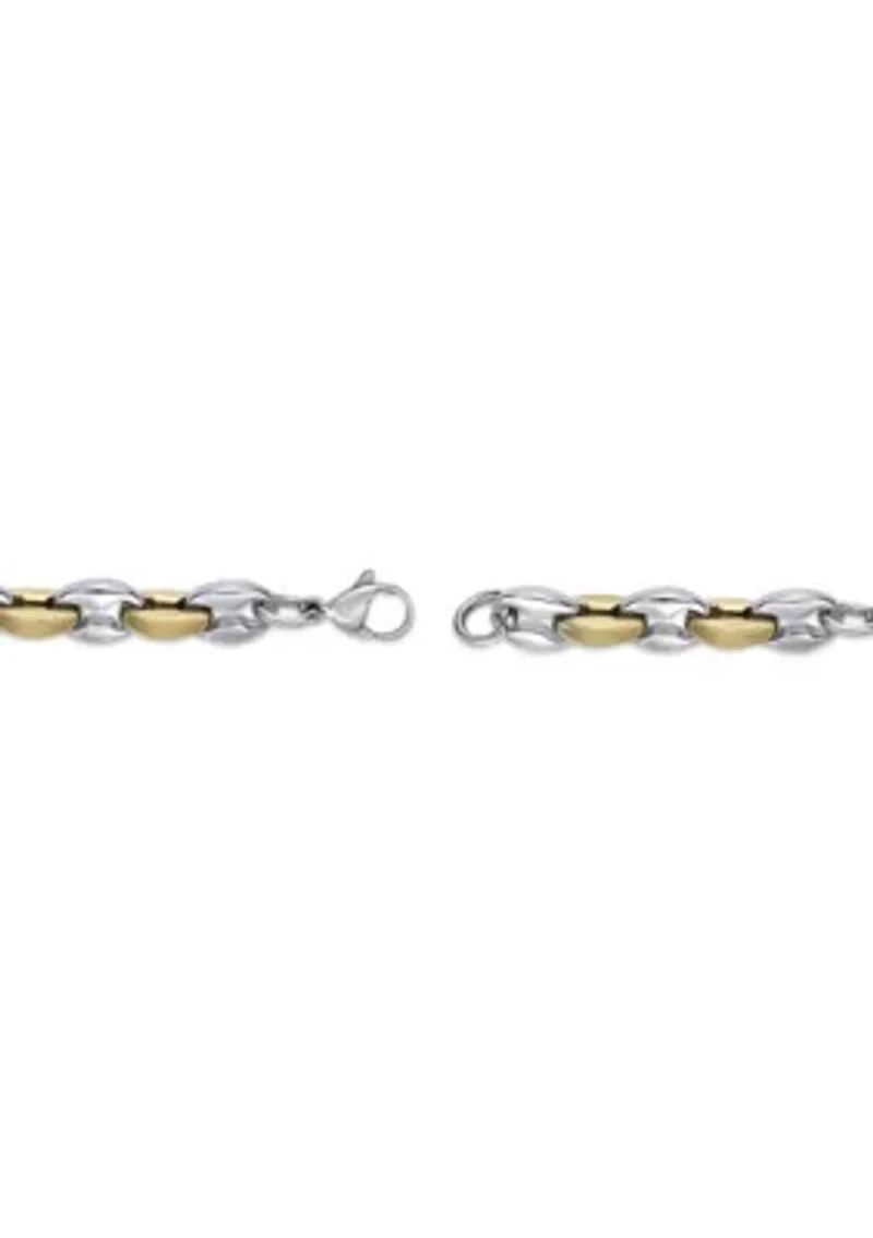 Stainless Steel 2-Tone Chain Bracelet with Gold Tone Ip in 8.5"