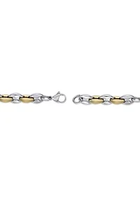Stainless Steel 2-Tone Chain Bracelet with Gold Tone Ip in 8.5"