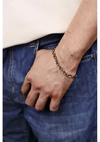 Stainless Steel 2-Tone Chain Bracelet with Gold Tone Ip in 8.5"