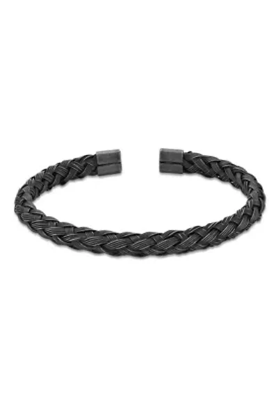 Stainless Steel Cuff Bangle Bracelet with Antique Black Finish