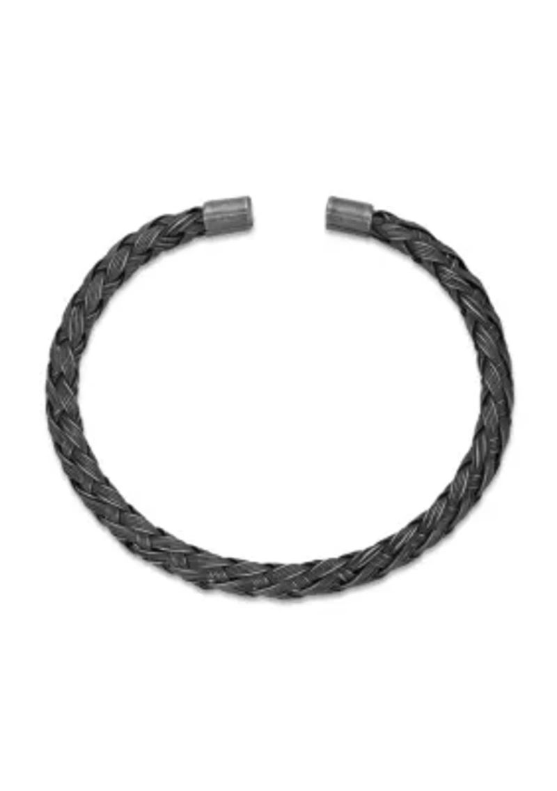 Stainless Steel Cuff Bangle Bracelet with Antique Black Finish