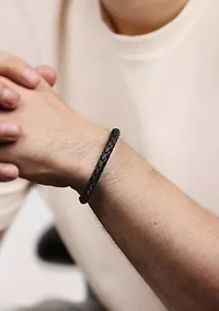 Stainless Steel Cuff Bangle Bracelet with Antique Black Finish