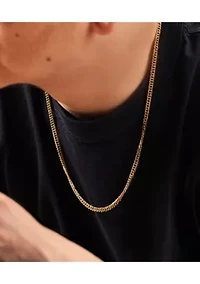 4mm Stainless Steel Link Necklace with 18K Gold Ip in 24"