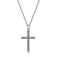 Antiqued Finish Stainless Steel Cross Pendant Necklace