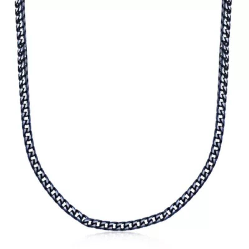 Blue Ion-Plated Stainless Steel Foxtail Chain Necklace
